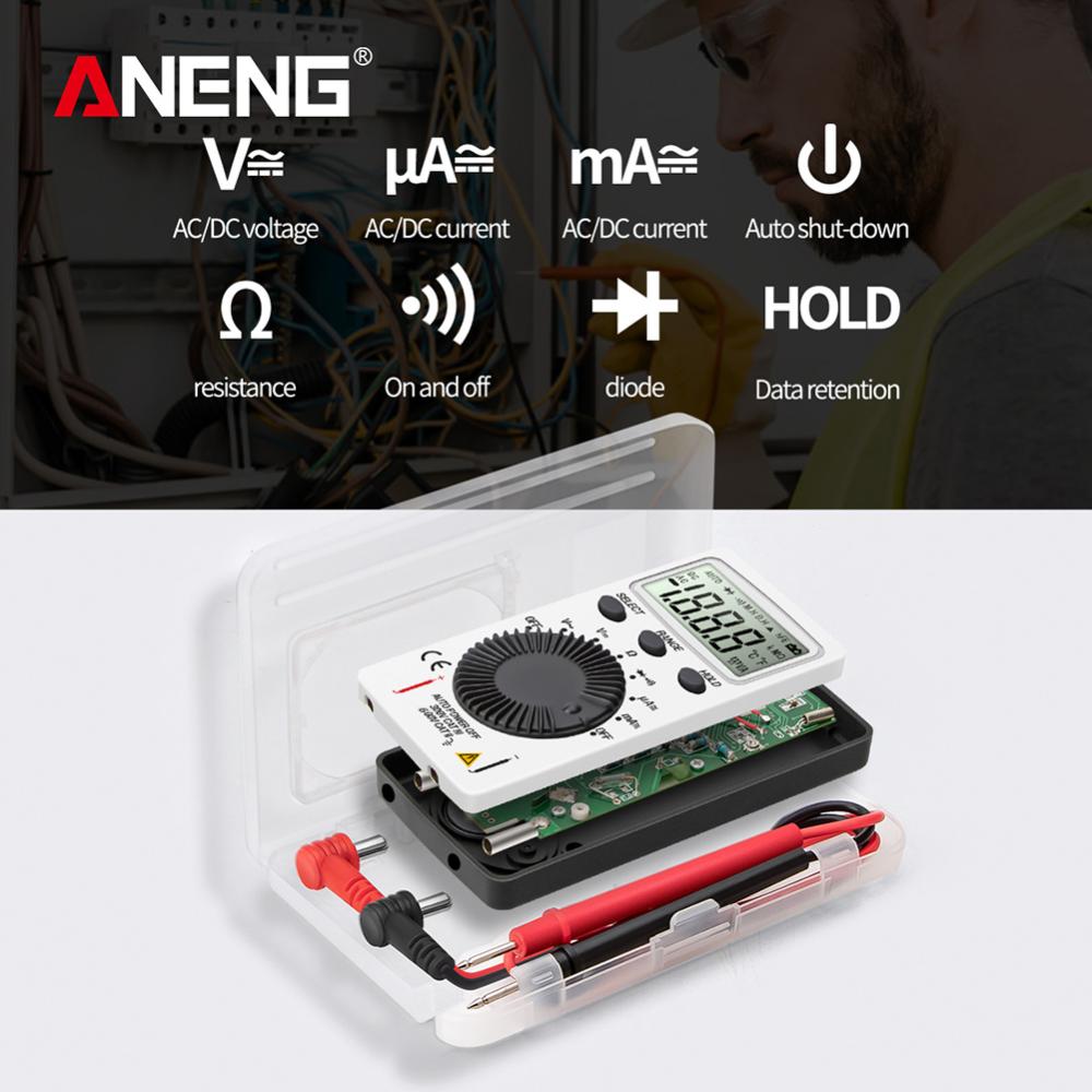 ANENG AN101 Mini Digital Multimeter Multimetro Tester DC/AC Voltage Current Lcr Meter Pocket Professional Testers with Test Lead