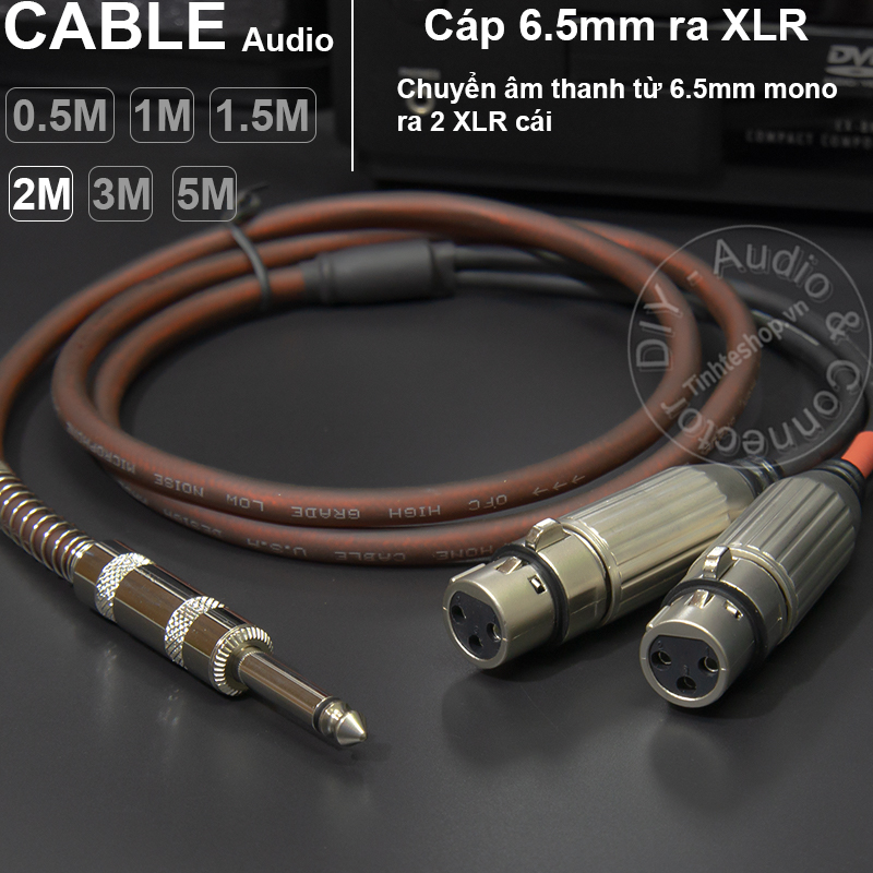 6.5mm mono to 2 XLR female cable DIY 0.5M to 5M