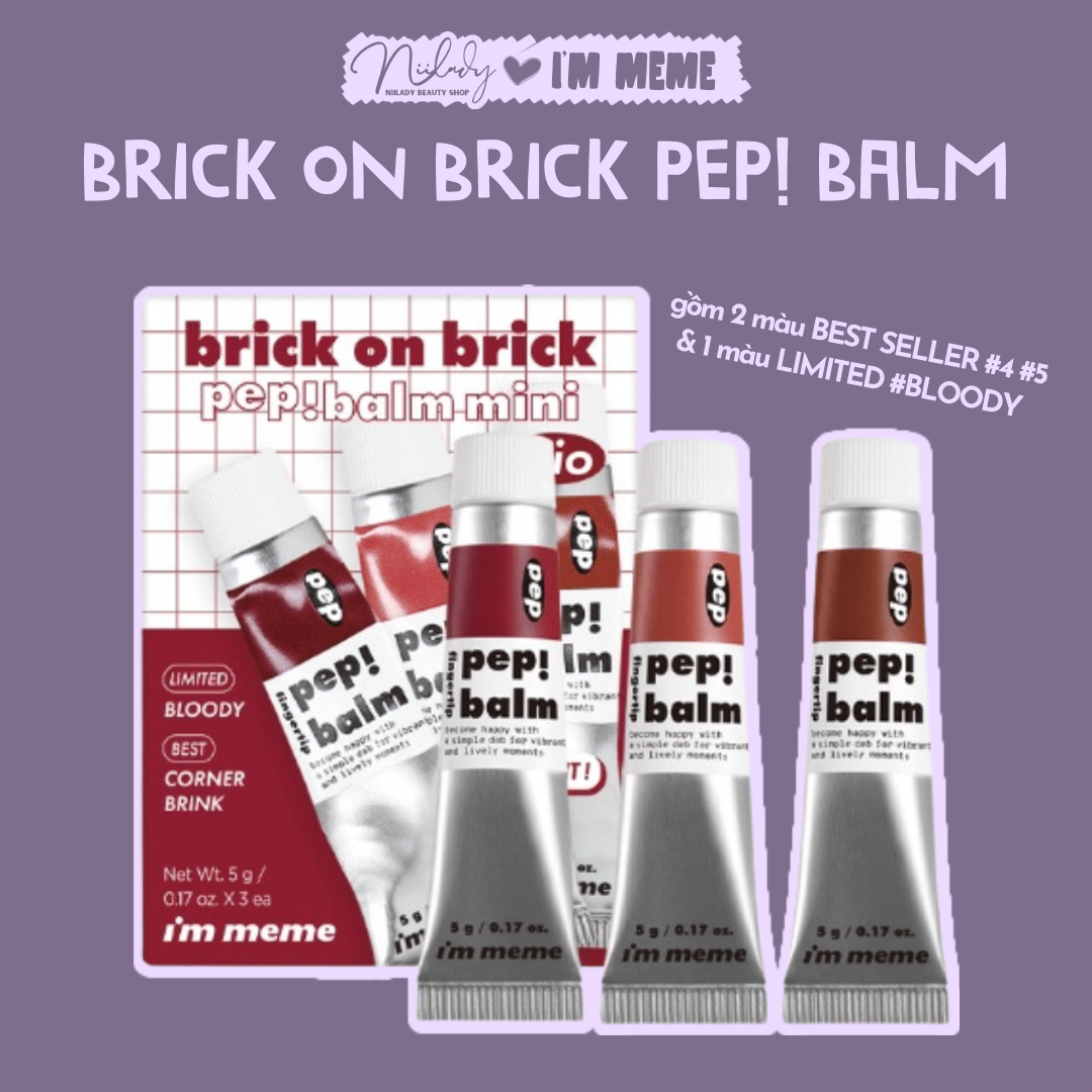 Set son I'm Meme Brick On Brick Pep! Balm Mini Trio