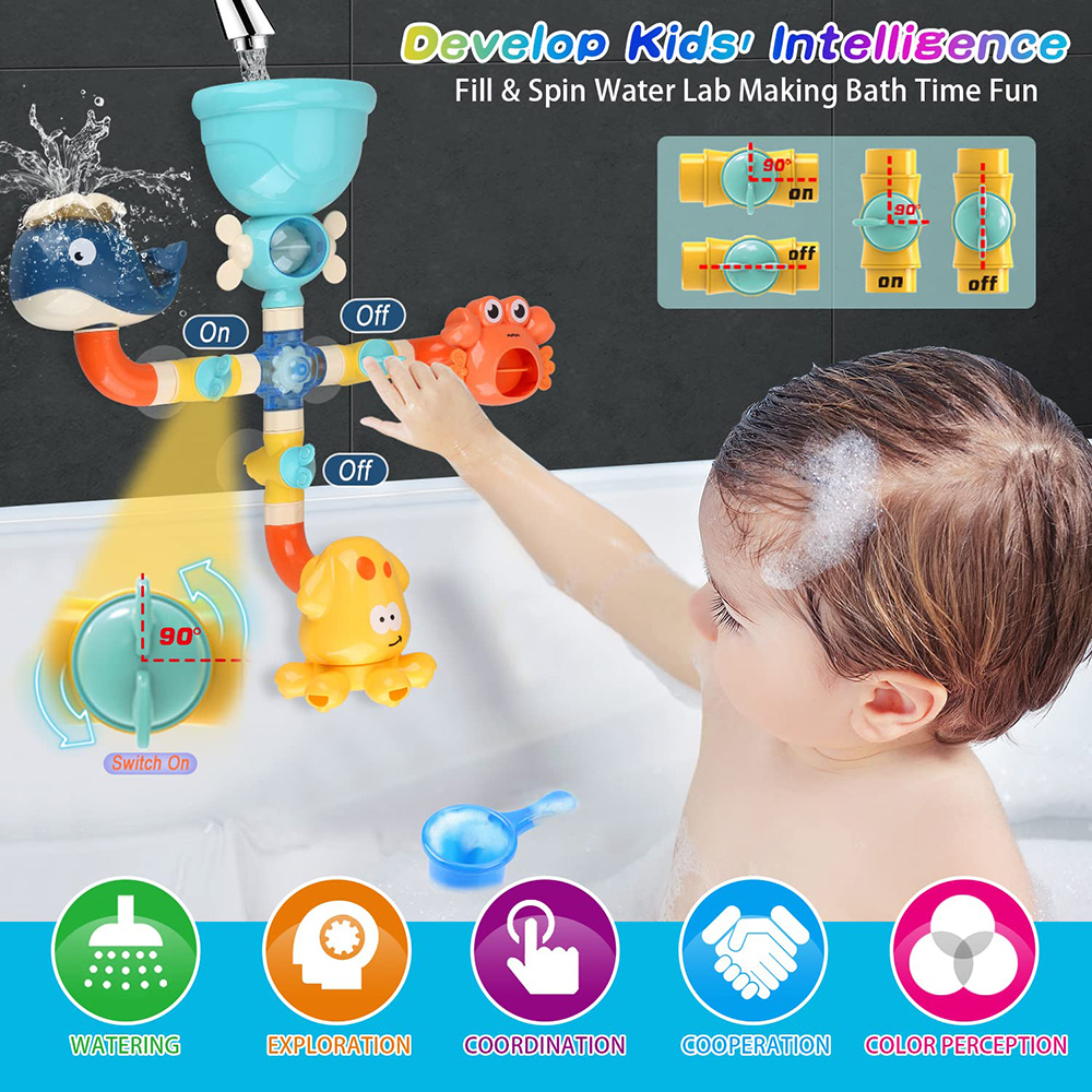 【Amnber Berry Mall】Baby Bath Toys Bathtub Pipes Tubes Time Water Game Spray Swimming Bathroom Toys Toddlers Kids Gifts Birthday Gift. 
