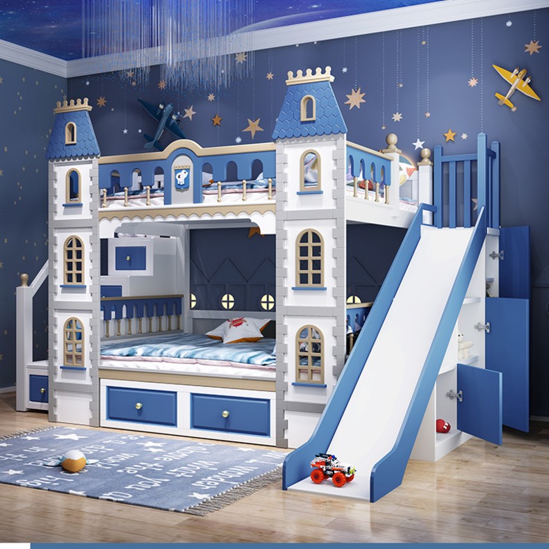 Princess castle bed with slide best sale and stairs