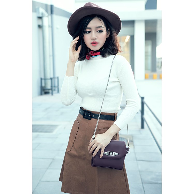 Áo giữ nhiệt cổ lọ tay dài  (Trắng)