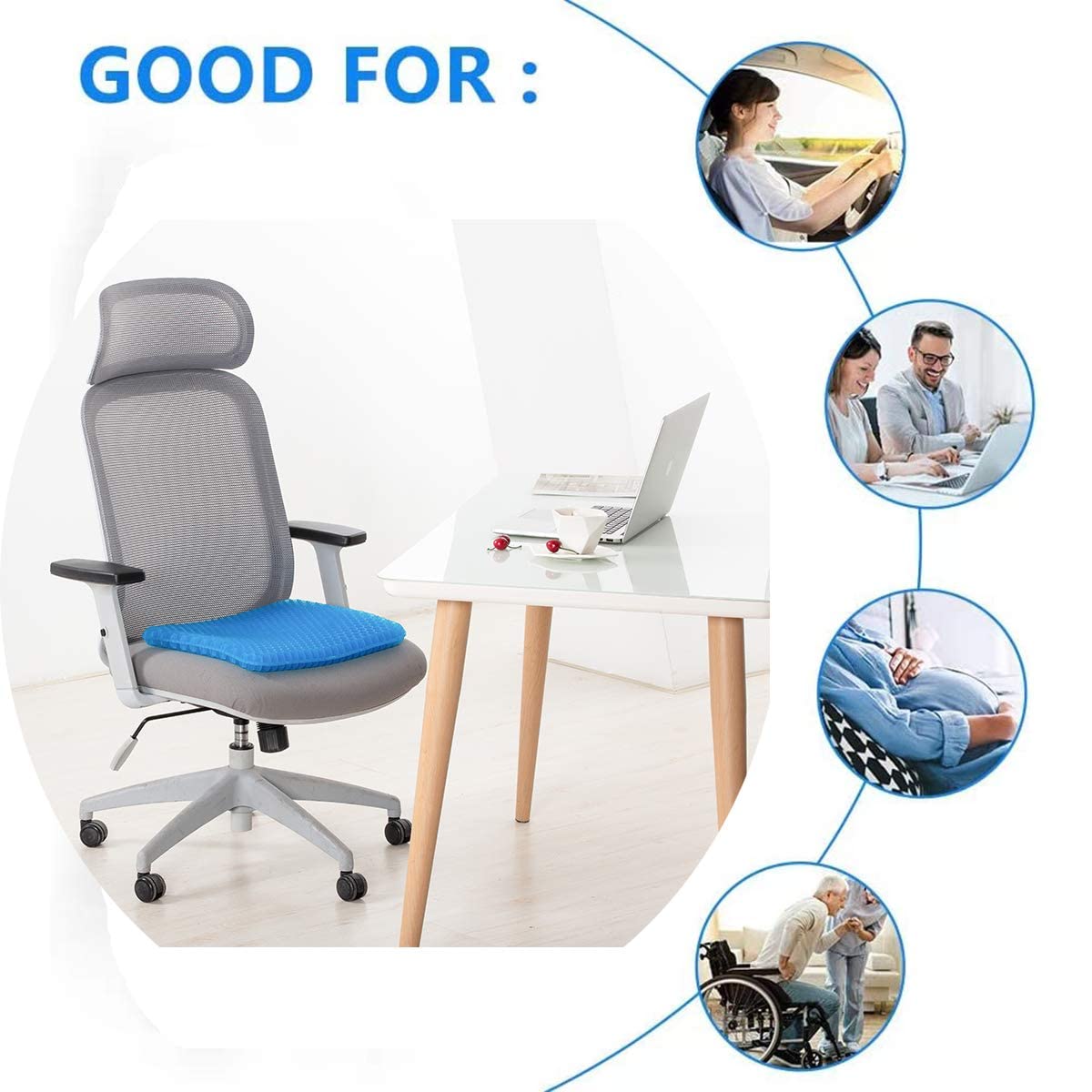 Chair Seat Cushion Seat Cusion Silicon Ice Gel Seat Cushion Egg Sitter 3D Cooling Grid Honeycomb Sitter Back Support Cushion Seat Silicon Seat Cushion Office Dining Gaming Chair Seat Pad Car Gel Seat Cushion Cover Sofa Seat Cushion Floor Seat Cushion. 