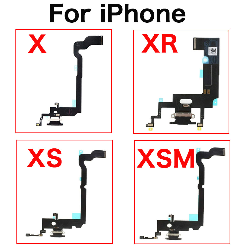 Charging Port Dock Flex Cable For iPhone X XR XS Max Charger Connector And Microphone Replacement Parts.