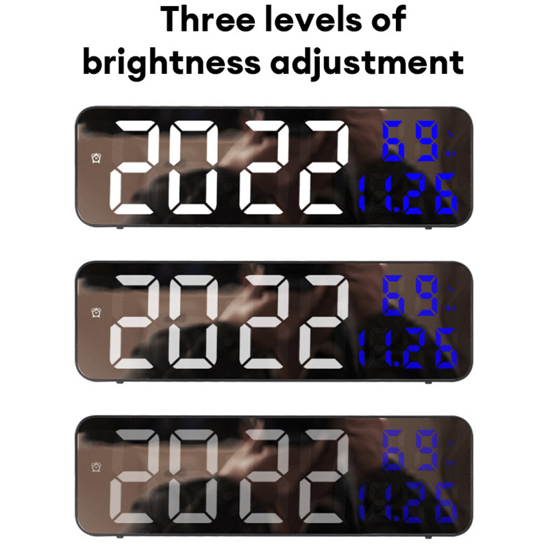 Clock Multi-functional LED alarm clock Simple mirror clock living room wall clock