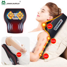 Jinkairui Neck Massager Electric Cervical Back Waist Shiatsu Massage Pillow Cushion Home/Car Dual Use