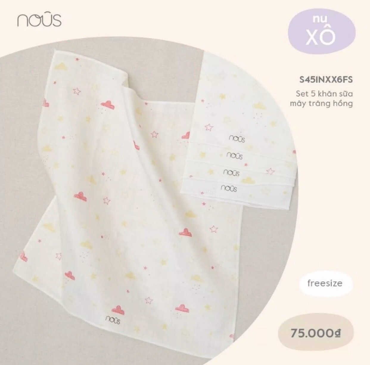 Set 5 khăn sữa Nous