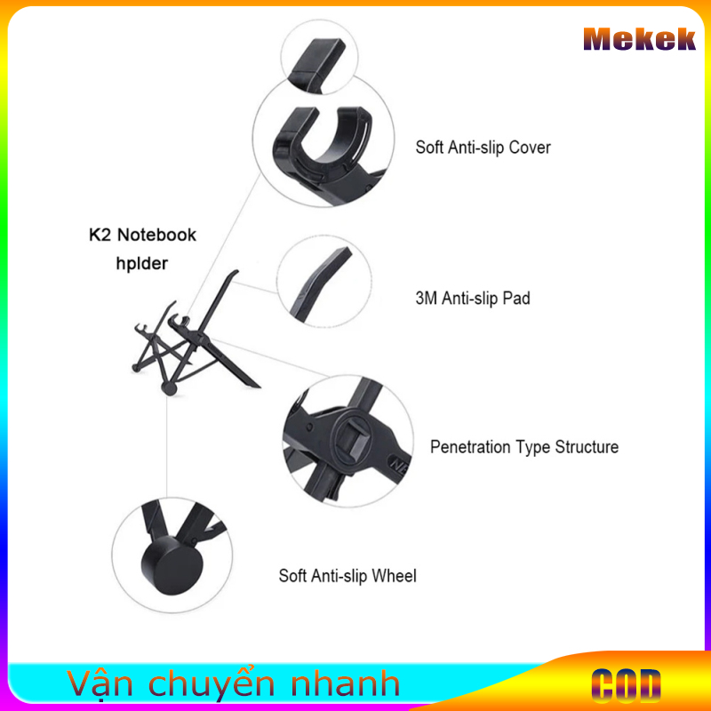 Laptop Stand Compatible For K2, Portable Laptop Holder With Triangular Support, Adjustable Height 7.6" To 10.2" Notebook Stand