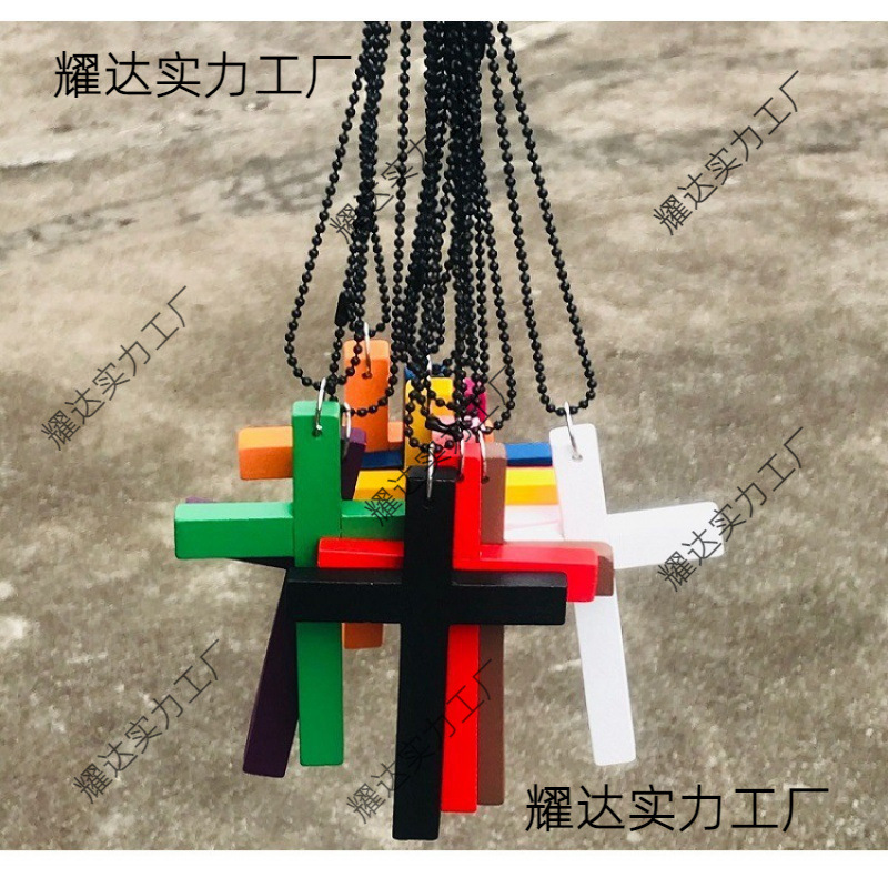 Cross%20Necklace%20Men's%20Jewelry%20Crimson%20Witch%20Simple%20Women's%201%20Trendy%20Woolen%20Chain%20Wooden%20Long%20Separate%20Packaging%20-%20Image%204