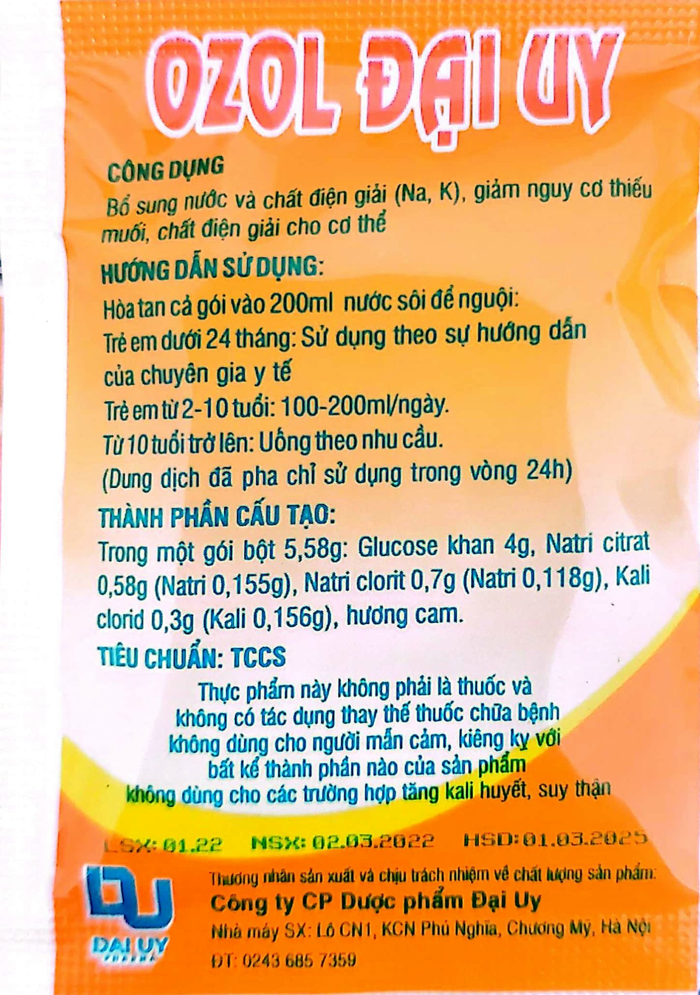 Gói bù nước và điện giải Oresol
