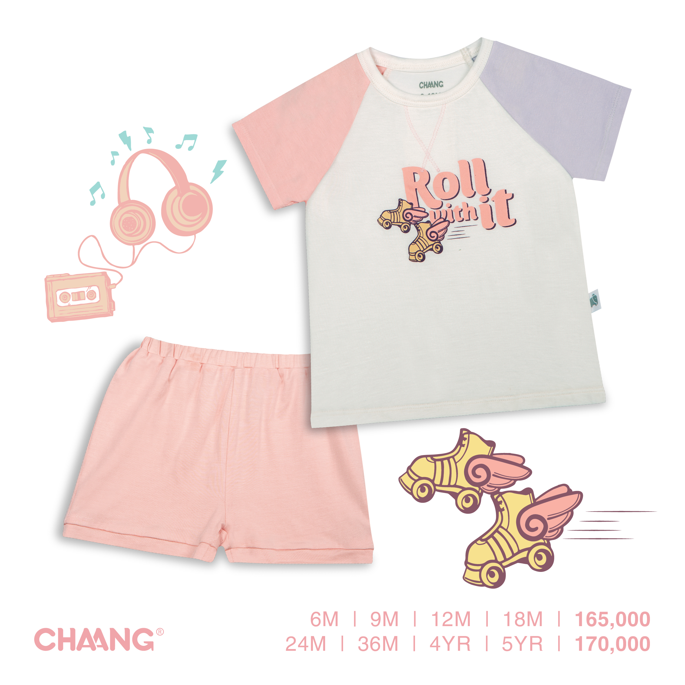 [CHAANG] Bộ Cộc Cho Bé Raglan Active Tím Hồng Chaang