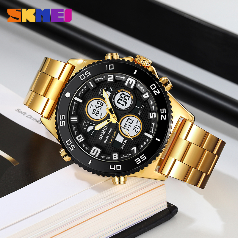 SKMEI New Watch for Men Dual Time Waterproof Stainless Steel Sports Watch  Count Down Digital Watch Casual Fashion Watch | Lazada PH