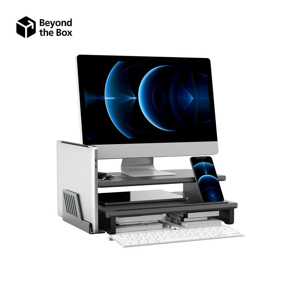 Mono Dsign Twin Deck Monitor Stand Black Lazada PH