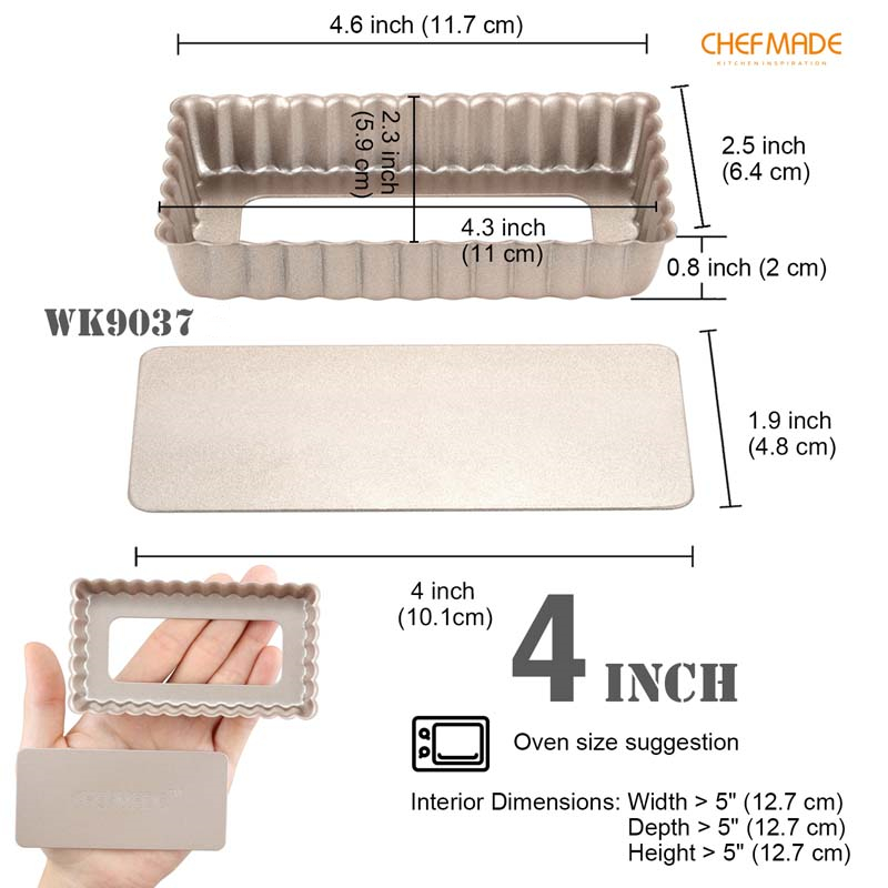 Chefmade 4 / 7 / 11 /14 Inch Non-stick Rectangular Tart Pan With Loose ...