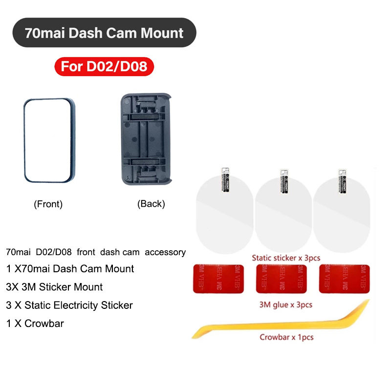 70mai Dash Cam Mount For 70mai Dash Cam Pro D02 Lite D08 +D06/M300,70mai Dash Cam Electrostatic