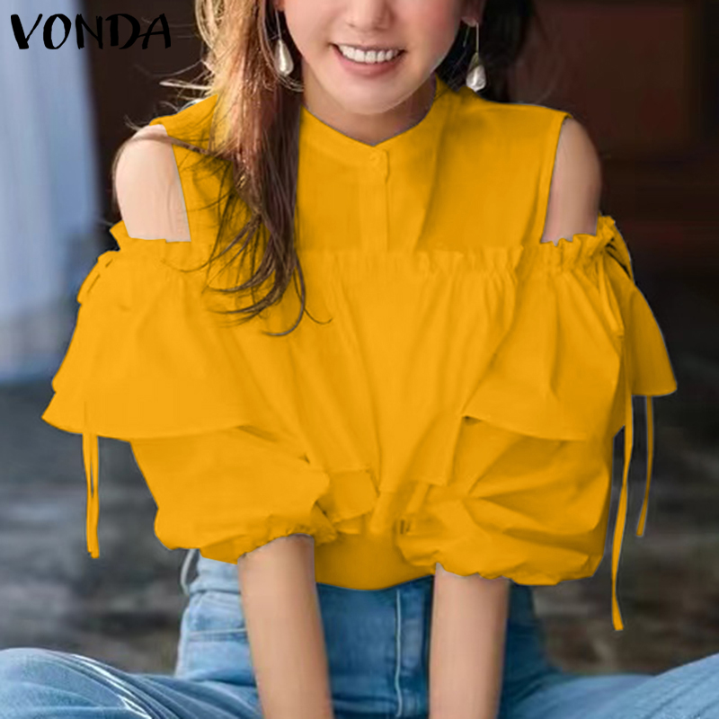 VONDA%20Women%20Korean%20Fashion%20Off%20Shoulder%20Long%20Sleeve%20Blouse%20(Korean%20Causal)%20-%20Image%203