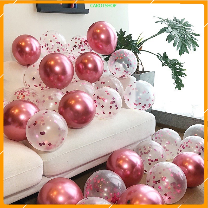 [DANANG]Bóng Trong Suốt Lồng Nhũ Sequin Size 12 Inch
