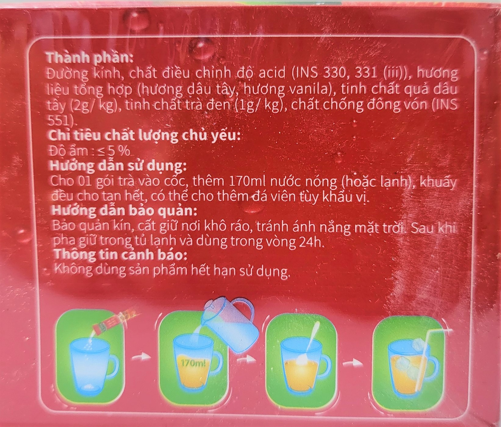 [Hộp 270g] TRÀ DÂU HÒA TAN [VN] COZY Strawberry Ice Tea