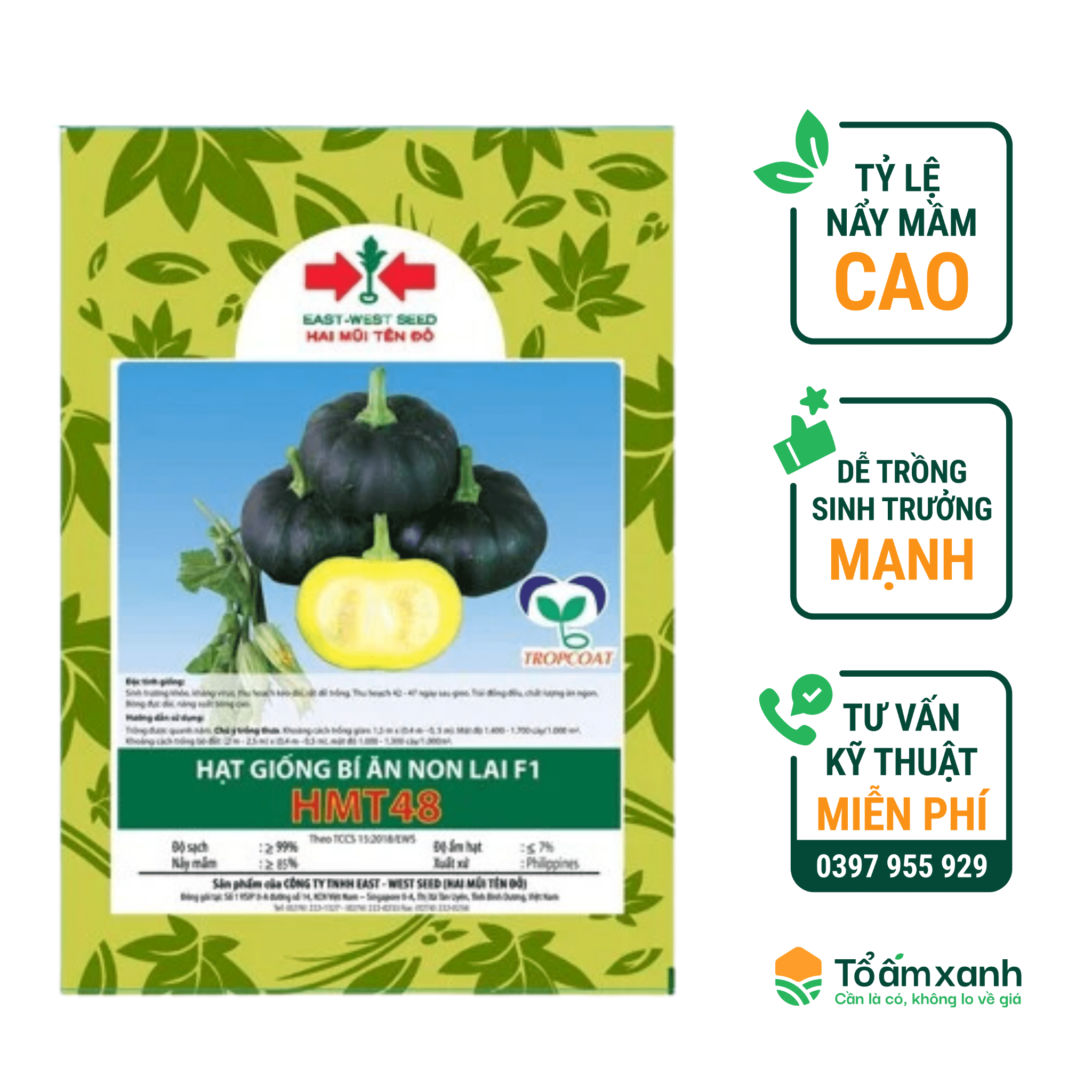 Hạt giống bí ăn non lai f1 hmt 48 - hai mũi tên đỏ