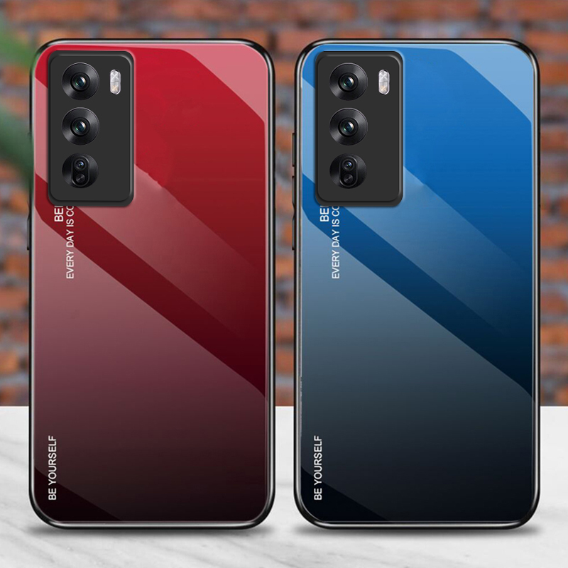 For OPPO Reno 12 case Gradient Mirror Tempered Glass Protector Hard For OPPO Reno 12 Pro Back cover Phone Cases. 