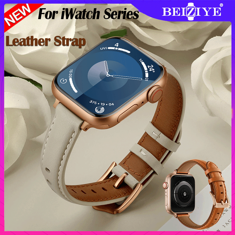 Dây đeo bằng da cho Apple watch Ultra 2 49mm nữ Dây đeo đồng hồ thể thao Vòng đeo tay thay thế cho Apple watch Series 9 8 7 6 SE 5 4 321 41mm 45mm 40mm 44mm 42mm 38mm
