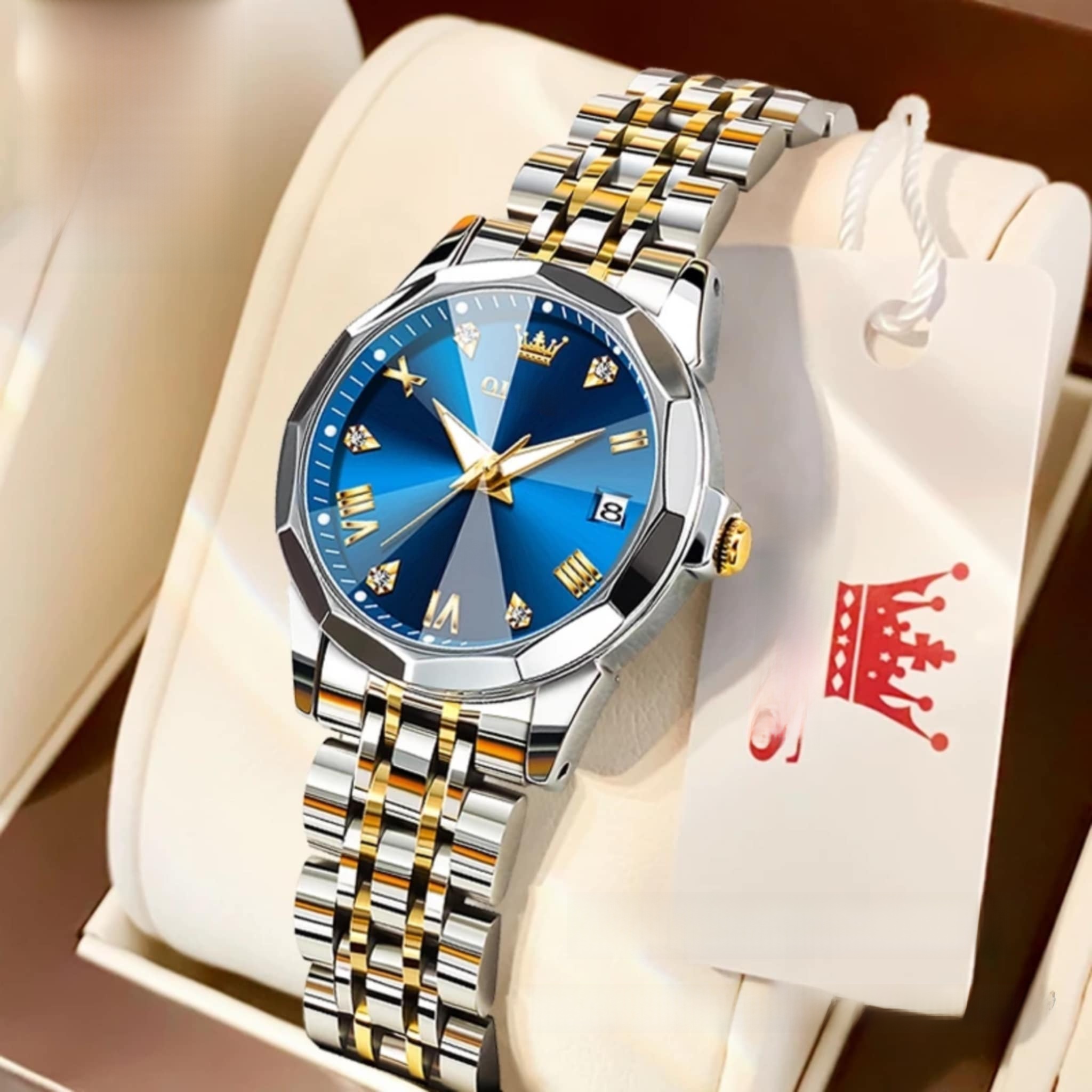 Olevs Stylish & Fashionable 9931 Elegant Rhombus Mirror Original Quartz Ladies Watch