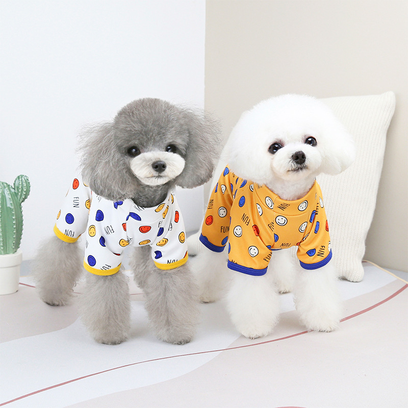 jumsuit (áo liền quần) in hình mặt cười cho chó mèo - T3 PETS SHOP