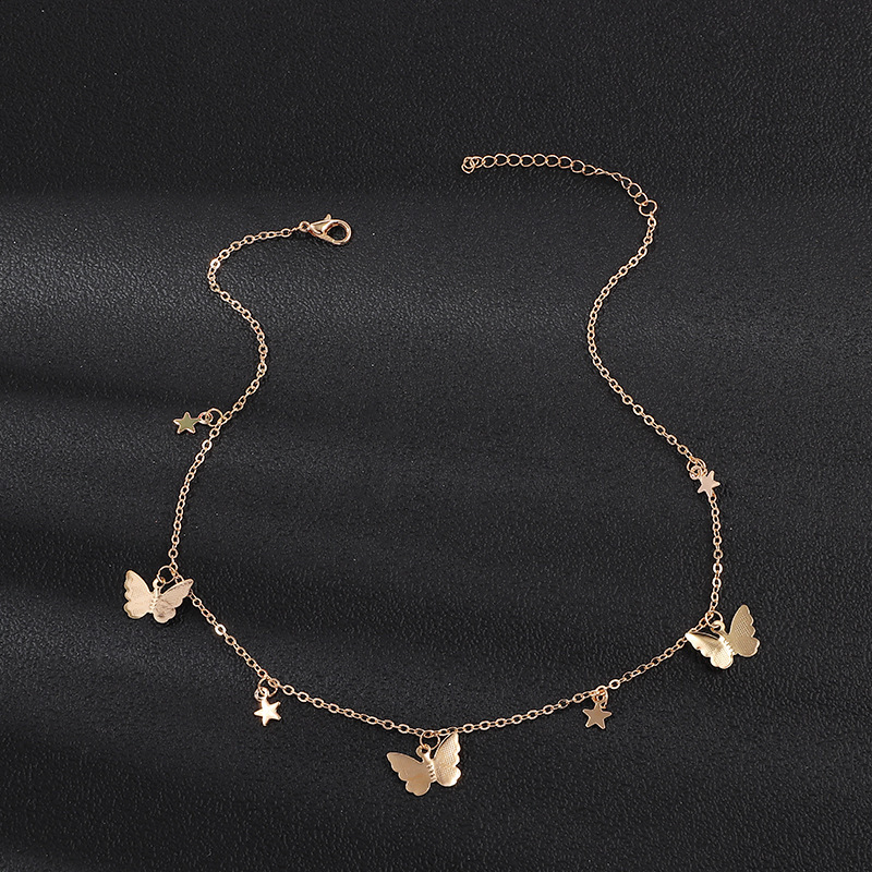 Women Korean Necklace Hot Sale Sequins Butterfly Necklace Women's Birthday