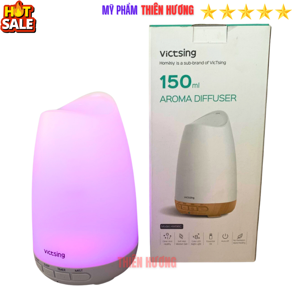 Combo Máy xông tinh dầu Vdecor + 1 Lọ tinh dầu LEAF 10ml