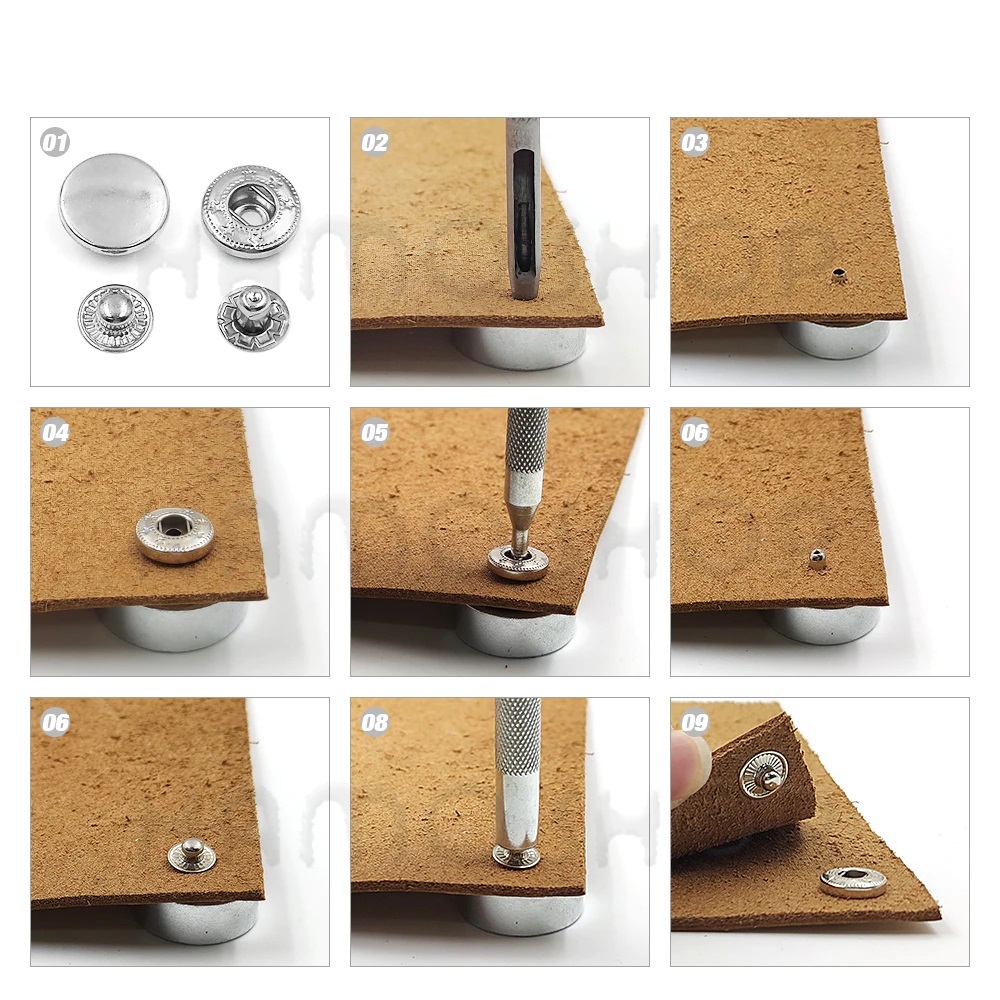Nút bấm 4 thành phần (nút bóp, nút lò xo) Bằng SẮT Size 10mm,12mm,15mm Dùng làm đồ thủ công