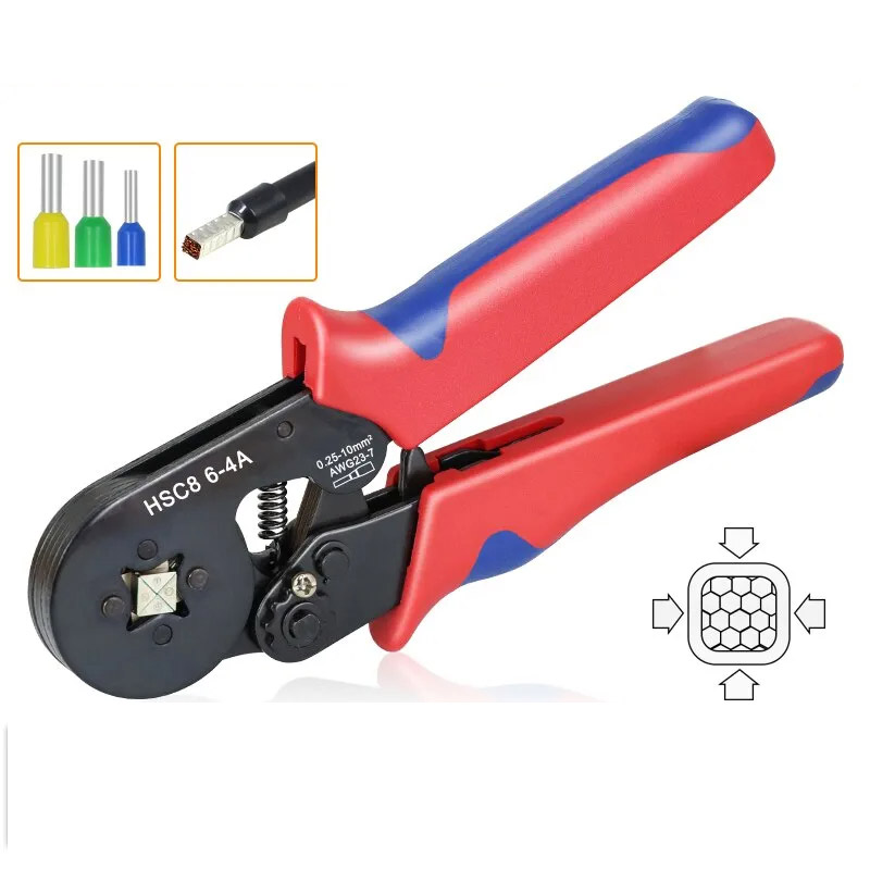 Crimping plier European style tube terminal HSC8 6-4A four-sided crimping plier terminal