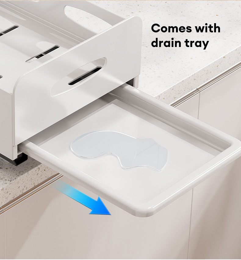 JJT [Miễn Phí Vận Chuyển]Giá đĩa nhà bếp tủ bếp được xây dựng trong Pull-out món ăn tách giá lưu trữ hộ gia đình ngăn kéo Bộ đồ ăn giá giữ ly