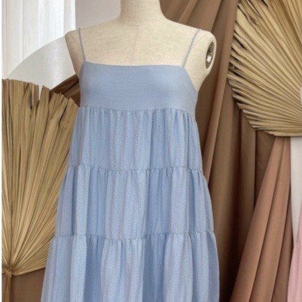 Maxi 2 dây nhún tầng form babydoll nhiều màu freesize