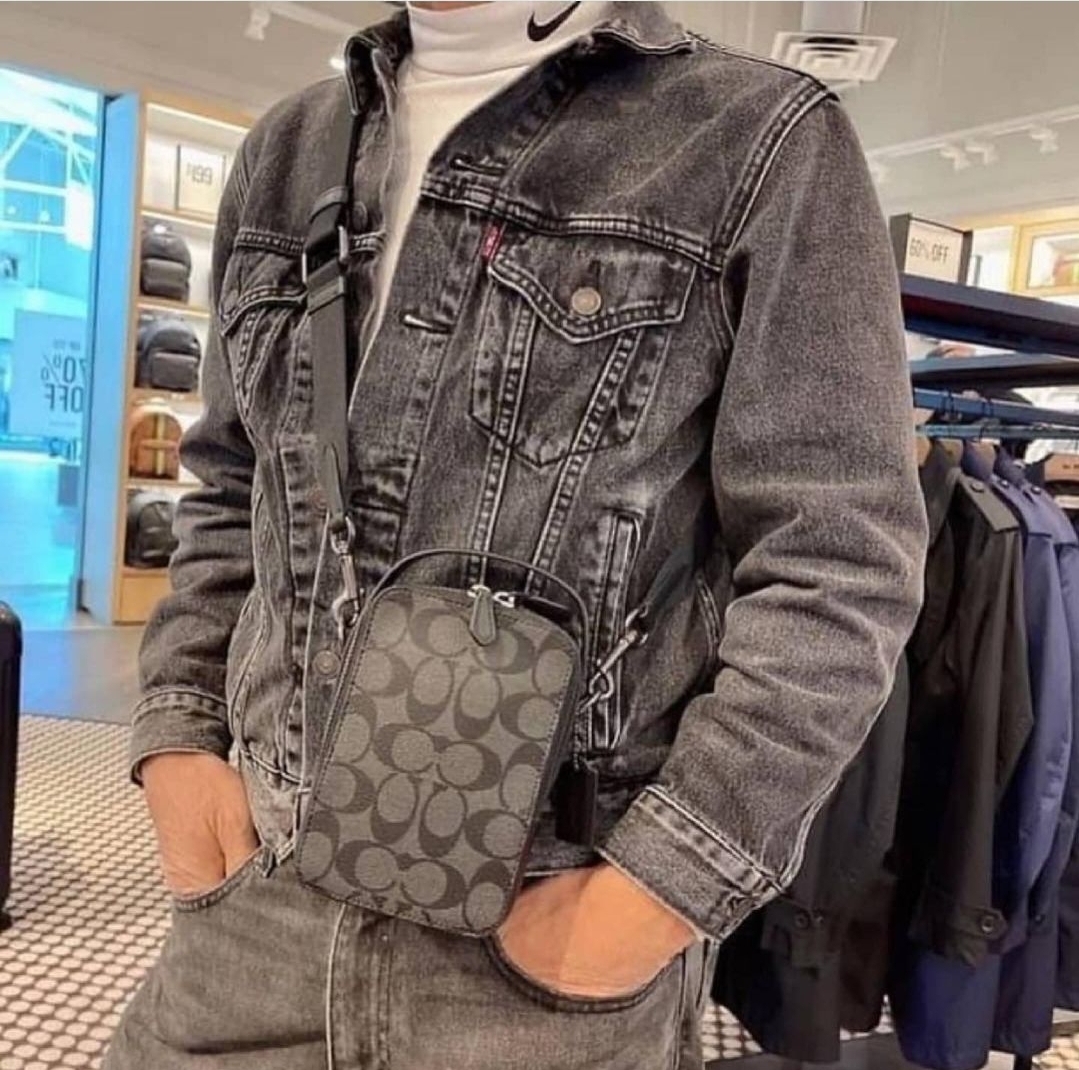 Original Coach C3146 Men's Top Handle Crossbody In Signature Canvas