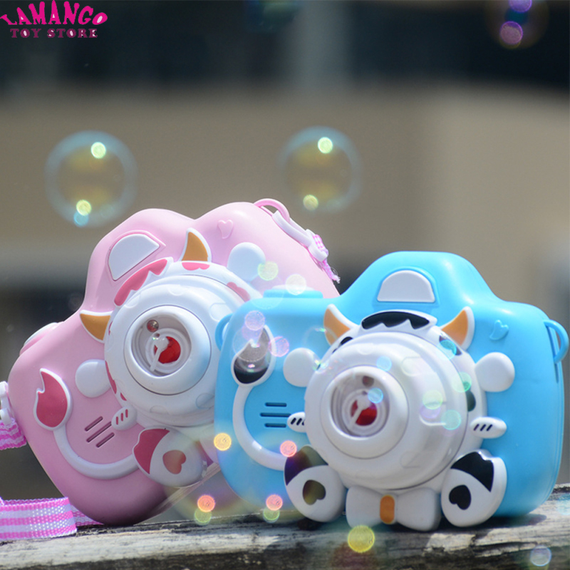Lamango Fast Delivery Bubble Machine For Kids Cute Cartoon Cat Cow Automatic Bubble Blowing Machine With Light Music Toys For Outdoor Party