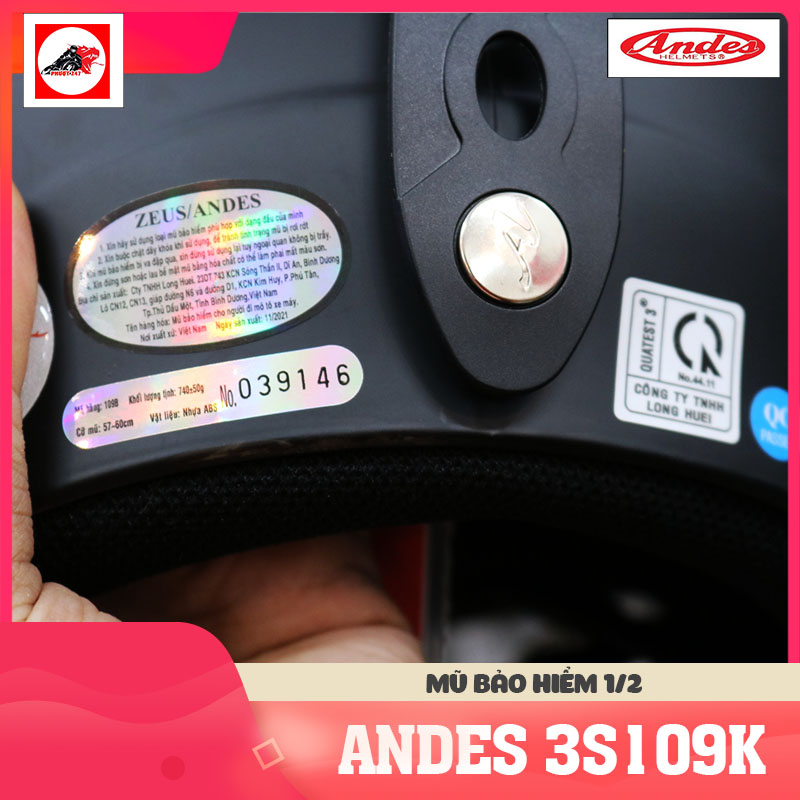 Nón bảo hiểm 1/2 - Andes 3S109KM