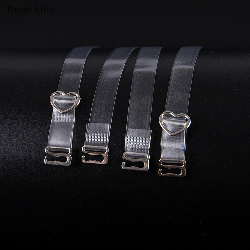 Good Lifer 1 cặp dây đeo áo ngực trong suốt sọc thời trang co giãn cao dây đeo vai trong suốt có nút điều chỉnh được