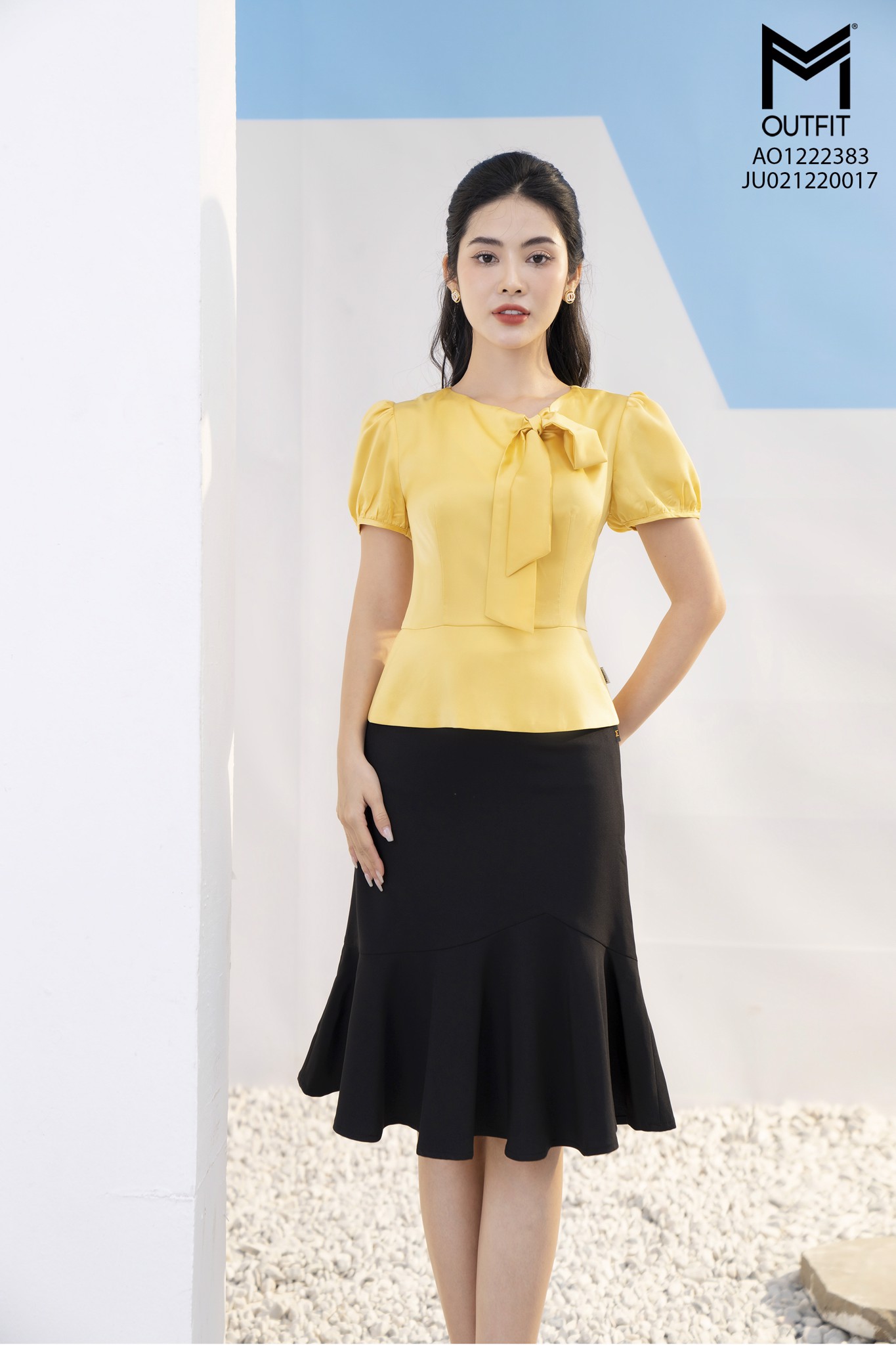 Áo sơ mi cổ buộc nơ cao cấp Mmoutfit