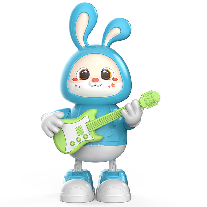 Đồ chơi thỏ đánh đàn guitar thỏ con cầm đàn chạy pin có đèn phát nhạc di chuyển vui nhộn - đồ chơi cho bé pukapi