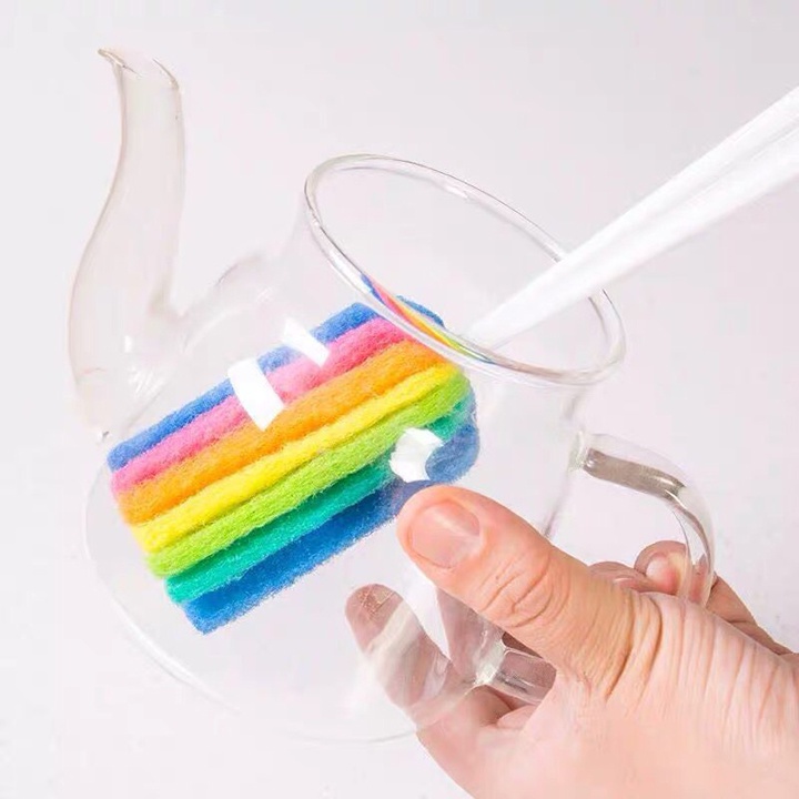 Cọ bọt biển rửa ly cốc chén 7 màu dụng cụ vệ sinh bình sữa