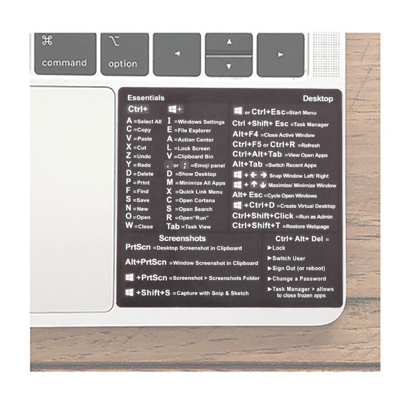 PC Reference Keyboard Shortcut Sticker Adhesive for PC Laptop Desktop ...