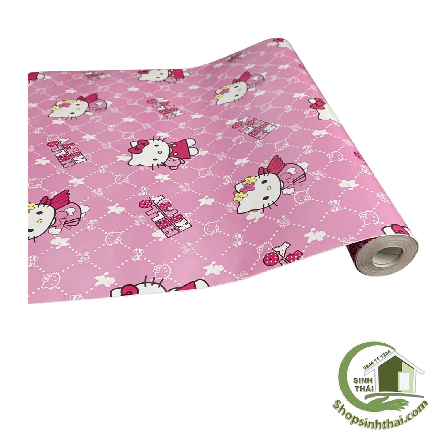 Cuộn giấy decal dán tường hello kitty màu hồng [ cuộn 10 mét x khổ 45cm ]