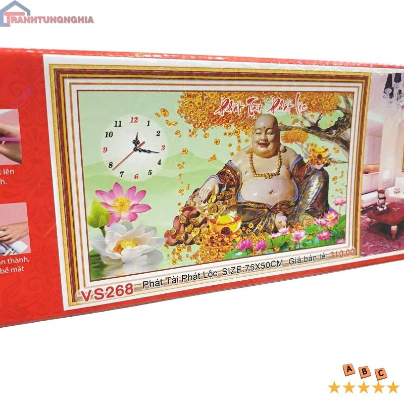Tranh đính đá phật di lạc 75cm x 50cm