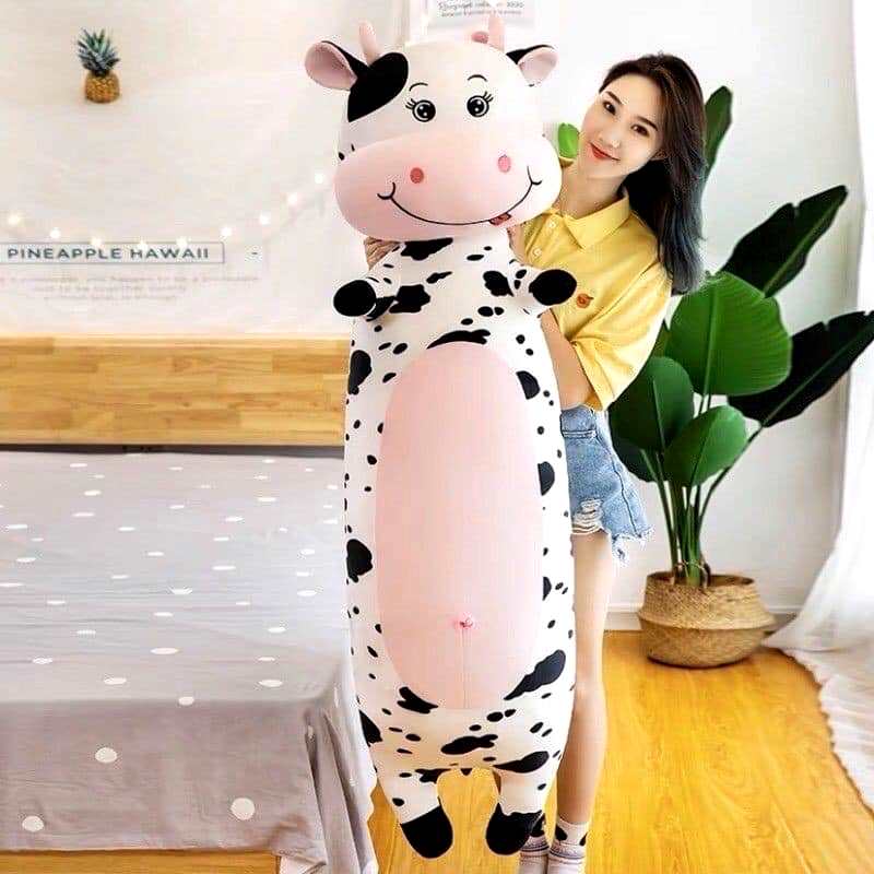 Gối ôm bò sữa nằm bò sữa khổng lồ vải miniso 4 chiều lông mịn cao cấp