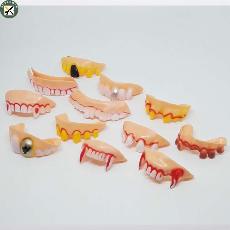 BouPower　Halloween Simulation Denture Funny Soft Braces Rotten Teeth Cosplay Tricky Props