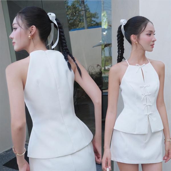 Áo dây cổ yếm phối nơ COCOBEBE