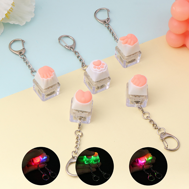 Creative Pink Cat Claw Keycap Mechanical Keyboard Keychain LED Keyboard ...