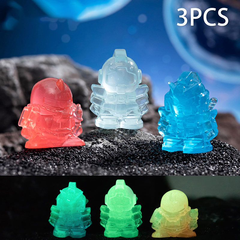 3PCS/Bag Luminous Mini Robot Resin Micro Landscape Ornaments Glow At ...