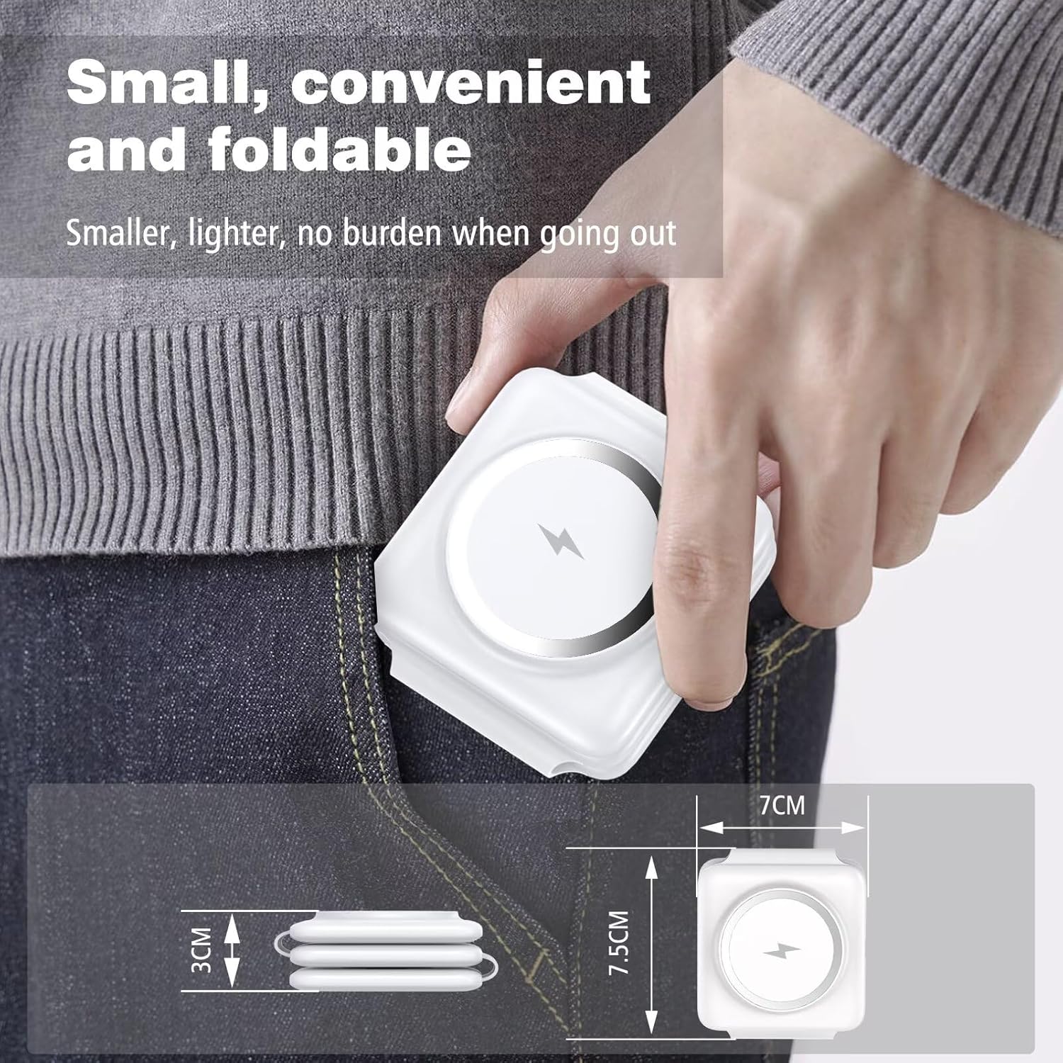 Charging Station for Apple Multiple Devices - 3 in 1 Foldable Magnetic Wireless Charger Dock - Travel Charging Pad for iPhone 16 15 14 13 12 Pro Max Plus Watch & Airpods.