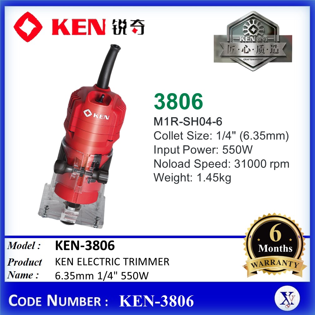 KEN3806 KEN ELECTRIC TRIMMER 6.35mm 1/4" 550W KEN 3806 KEN